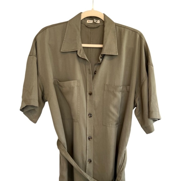 Marine Layer Renata Tencel Shirtdress Olive Green Medium Casual Contemporary - Picture 2 of 5